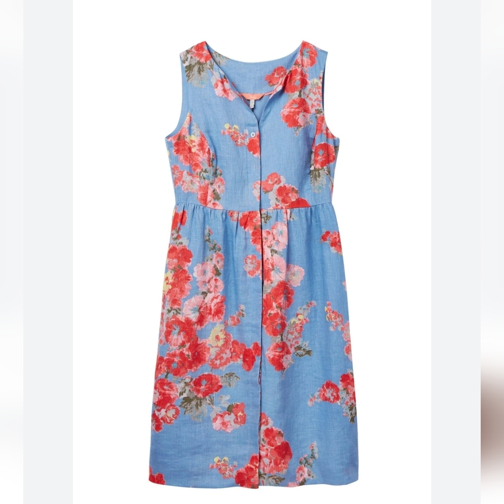 Joules Dresses Joules Lisia flax Linen Blue Floral Dress sz 12 - Picture 6 of 10